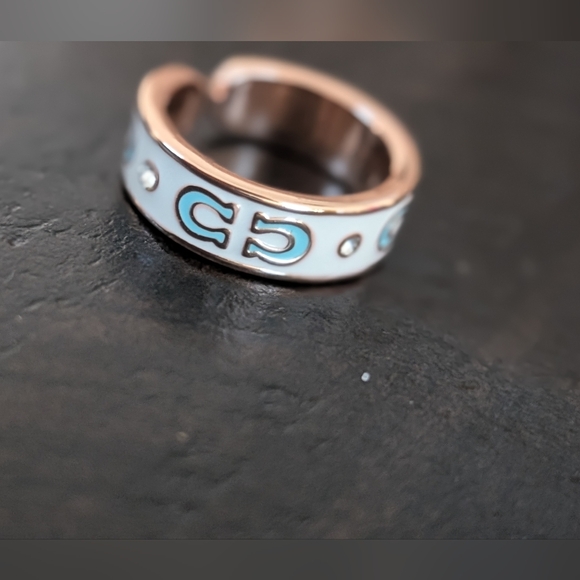 Coach White and Gold With Blue Women's Ring Adjustable To Your Finger One Size - Picture 2 of 9